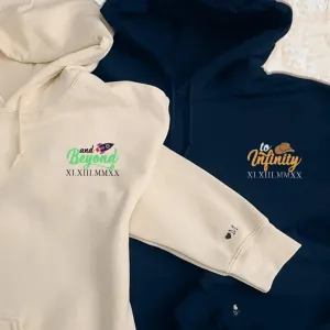 To Infinity and Beyond Roman Numeral Matching Couple Hoodies – Custom Cute Sweatshirts for Couples
