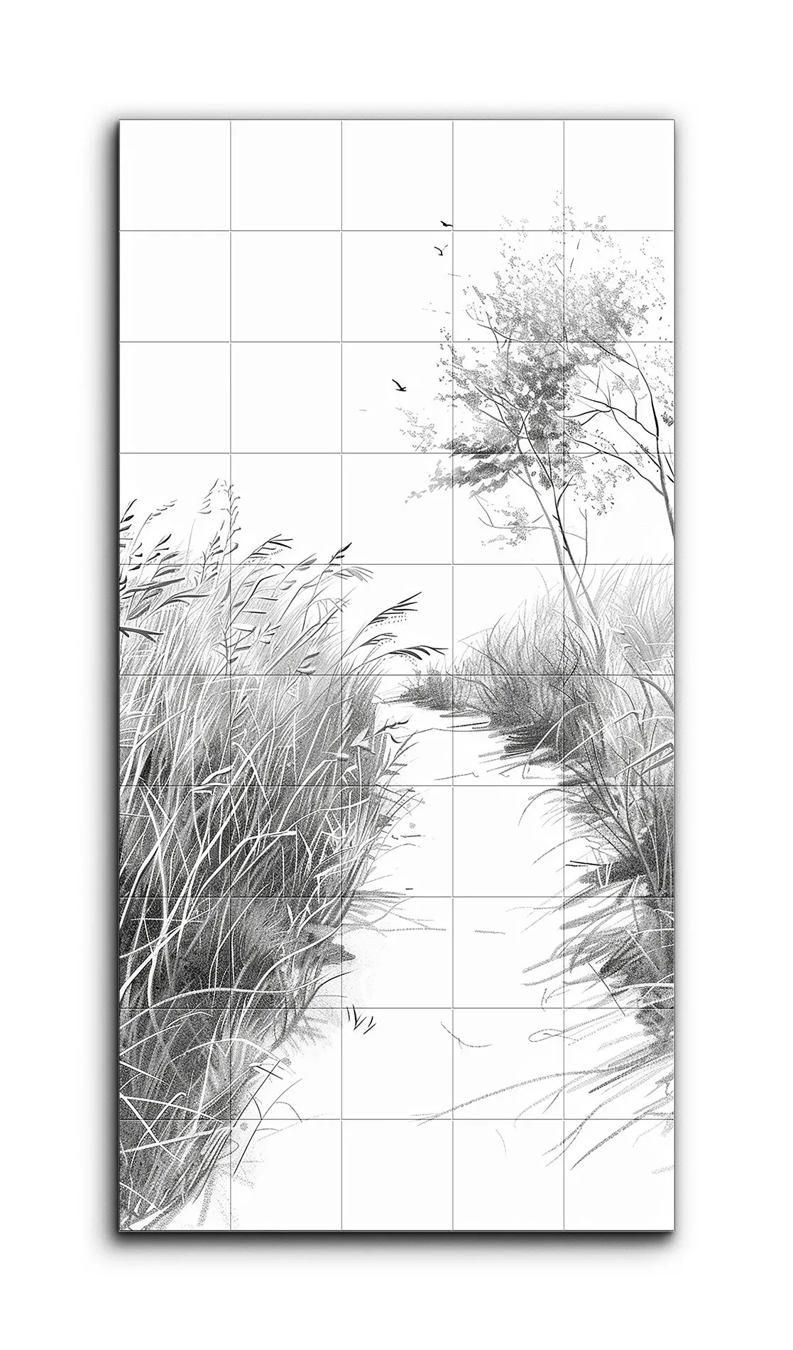 Tranquil Path Through Monochrome Grasses