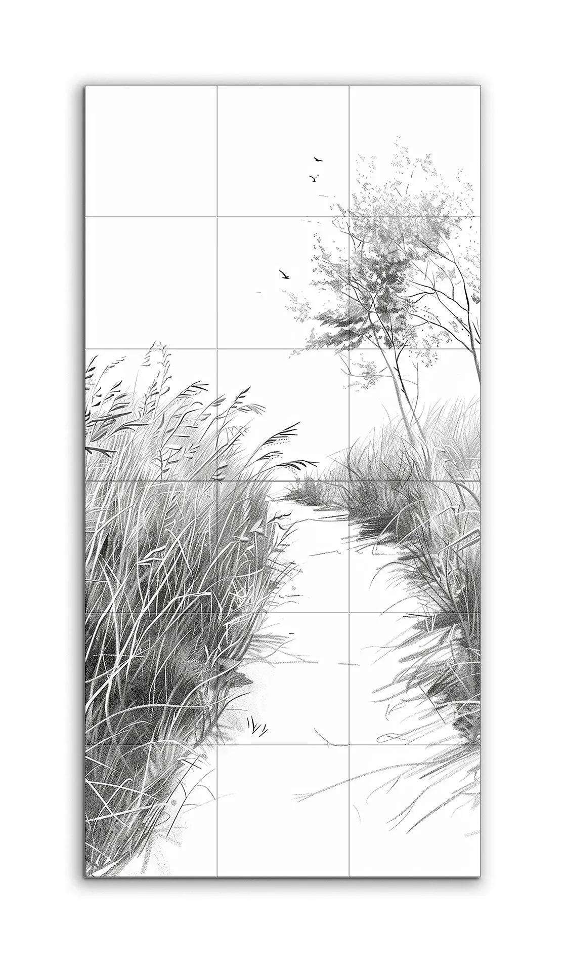Tranquil Path Through Monochrome Grasses