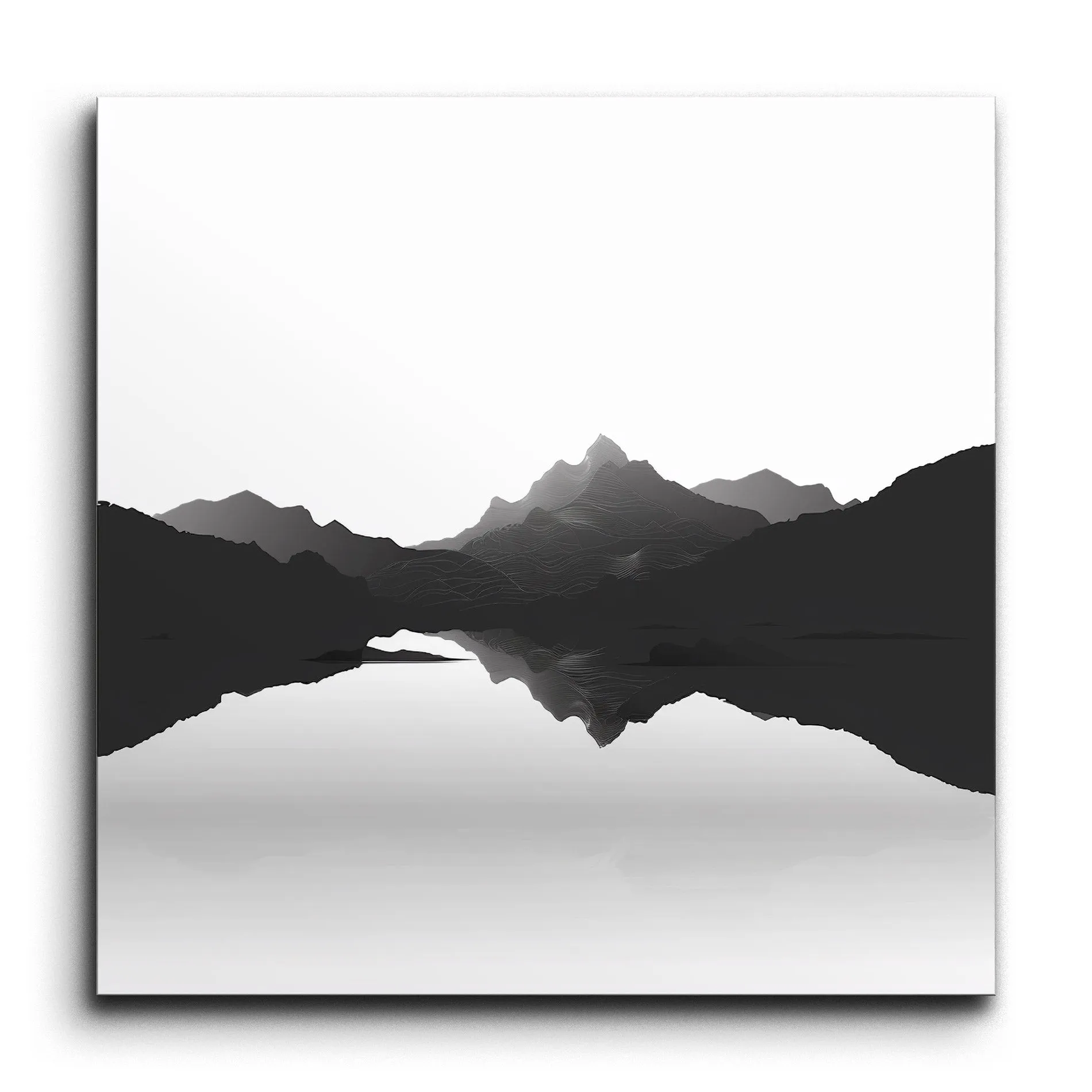Tranquil Reflections: Monochrome Mountain Serenity