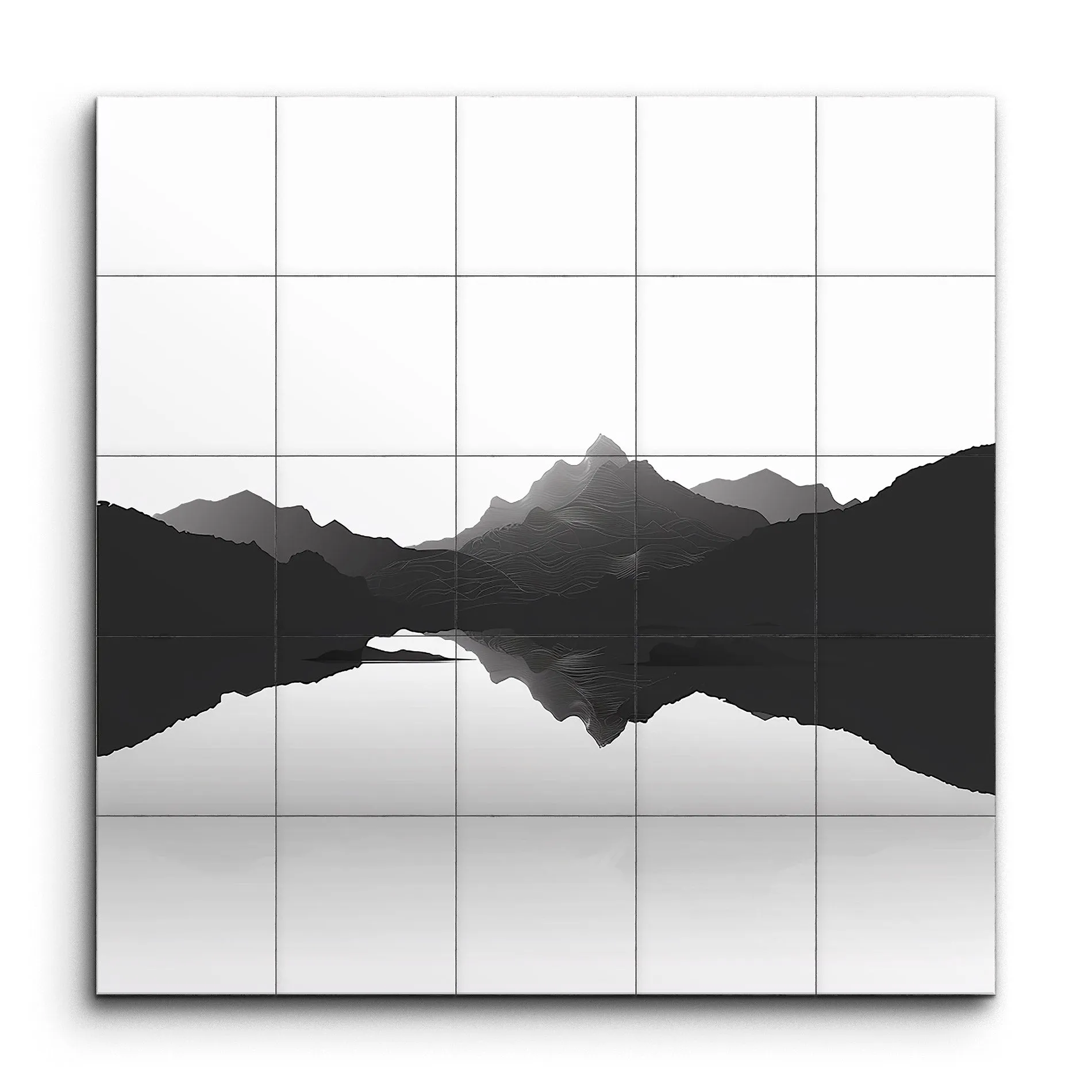 Tranquil Reflections: Monochrome Mountain Serenity