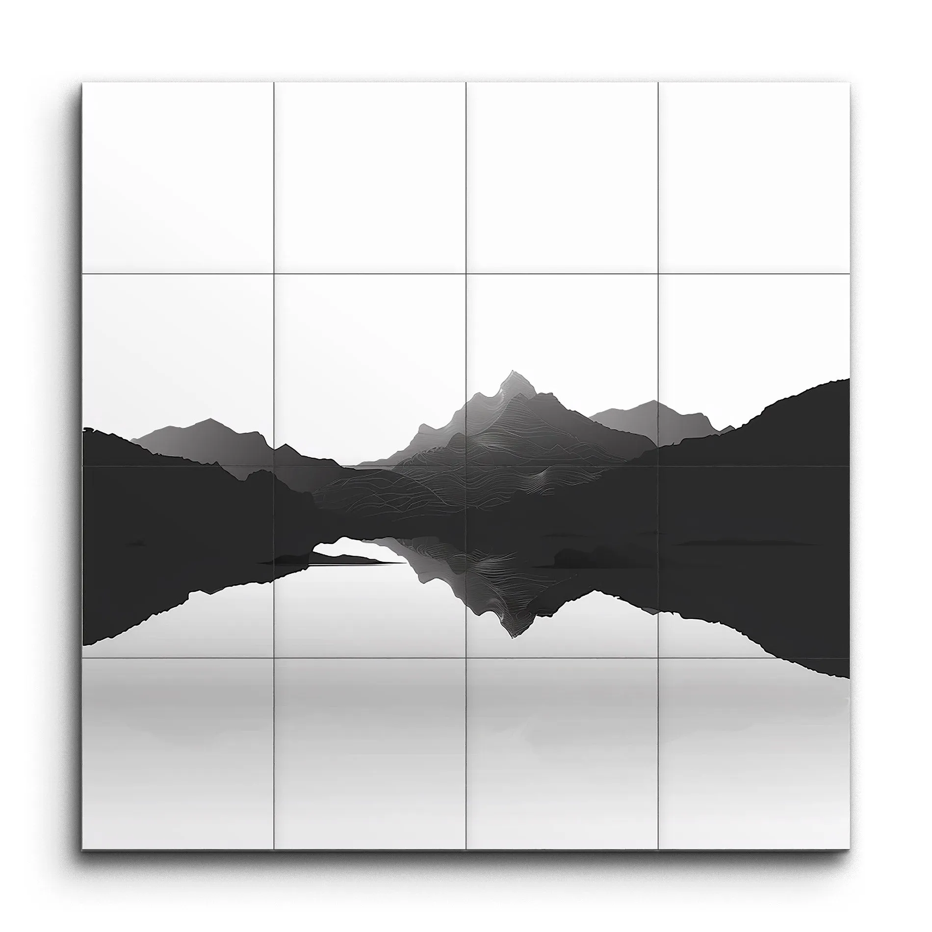 Tranquil Reflections: Monochrome Mountain Serenity