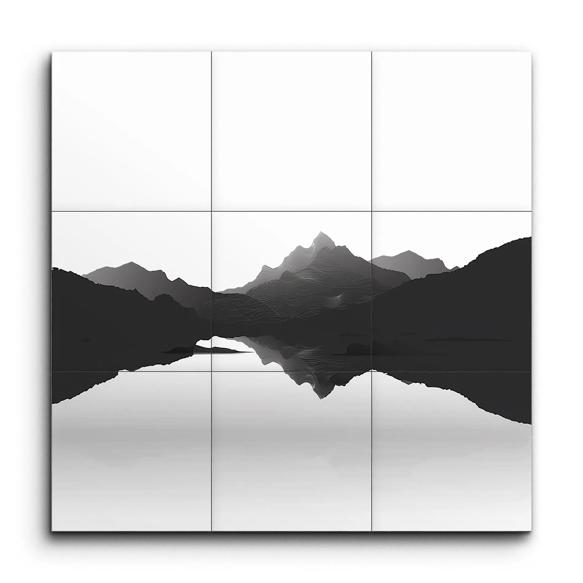 Tranquil Reflections: Monochrome Mountain Serenity