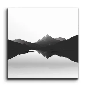 Tranquil Reflections: Monochrome Mountain Serenity