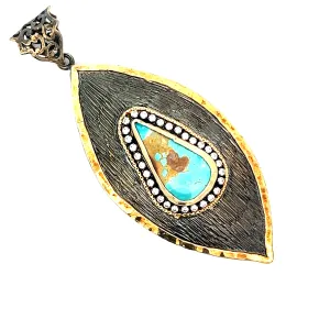 Turquoise Leaf Sterling Silver Pendant