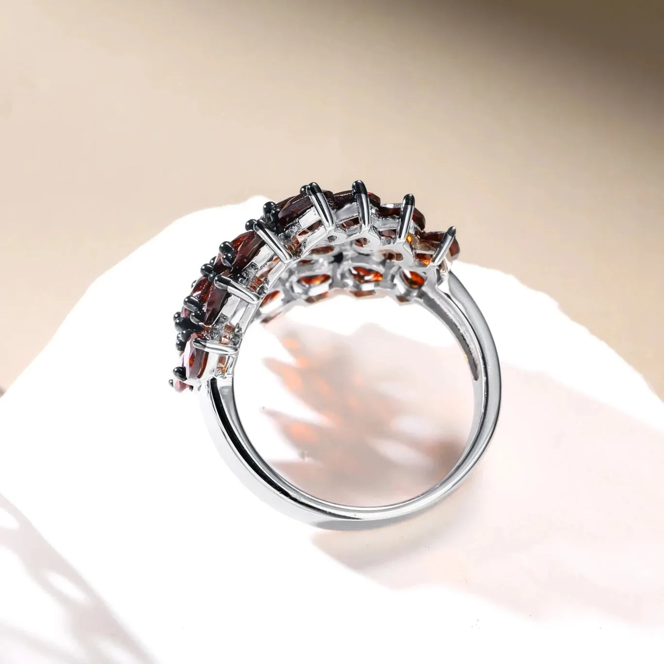 Unique Natural Red Garnet Gemstone Ring