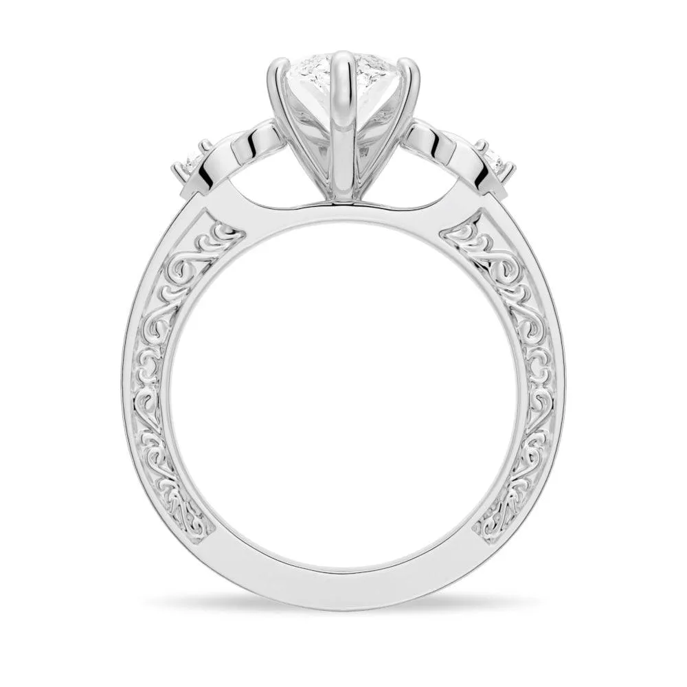 Vintage Celtic Knots Design Marquise Moissanite Engagement Ring