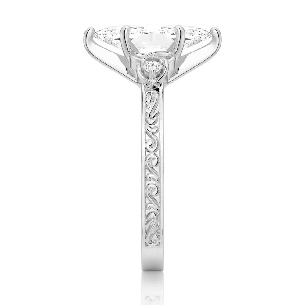 Vintage Celtic Knots Design Marquise Moissanite Engagement Ring