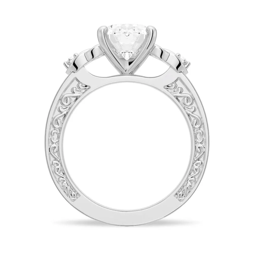 Vintage Celtic Knots Design Oval Moissanite Engagement Ring