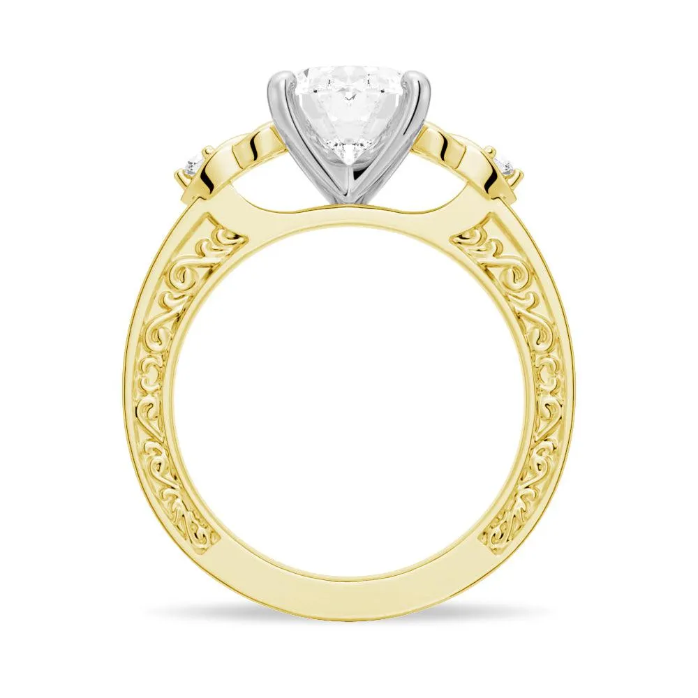 Vintage Celtic Knots Design Oval Moissanite Engagement Ring