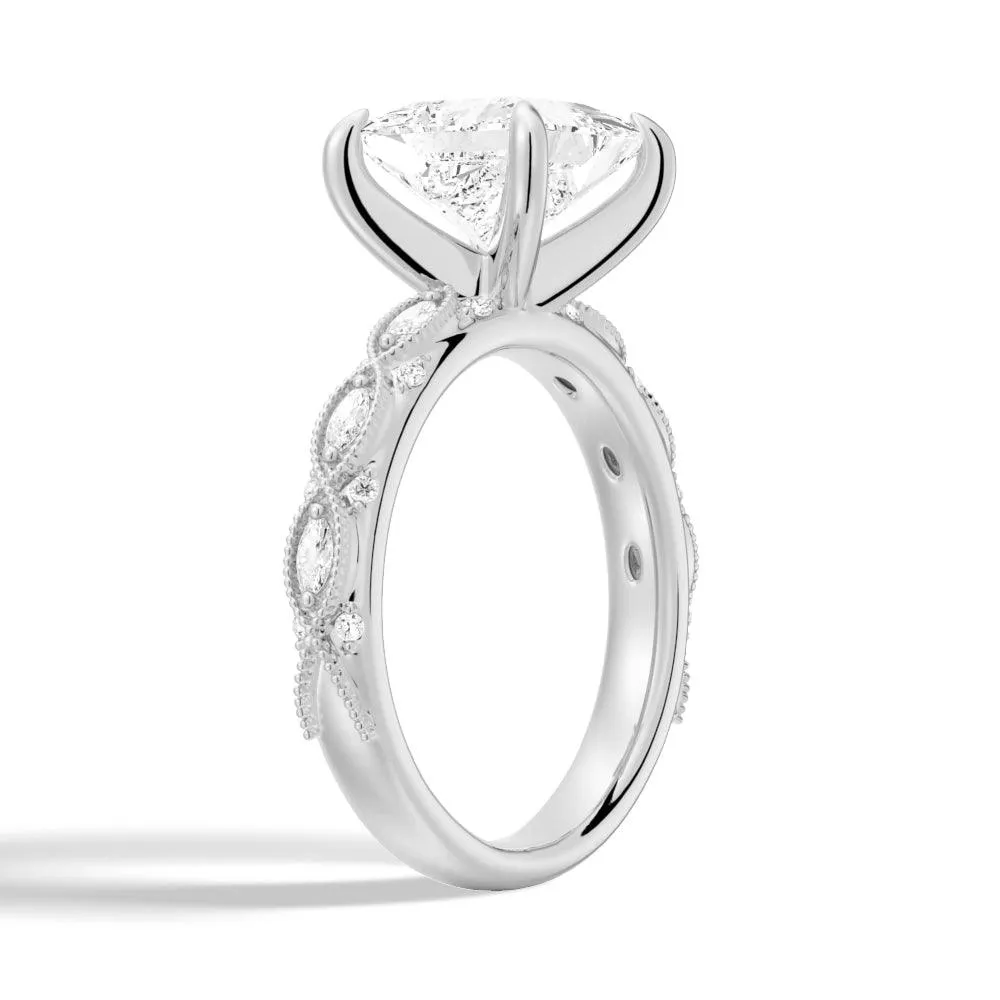 Vintage Infinity Milgrain Princess Cut Moissanite Engagement Ring