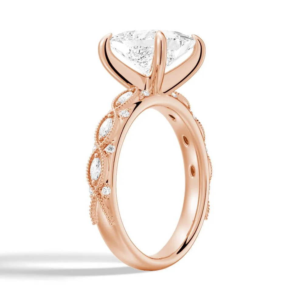 Vintage Infinity Milgrain Princess Cut Moissanite Engagement Ring