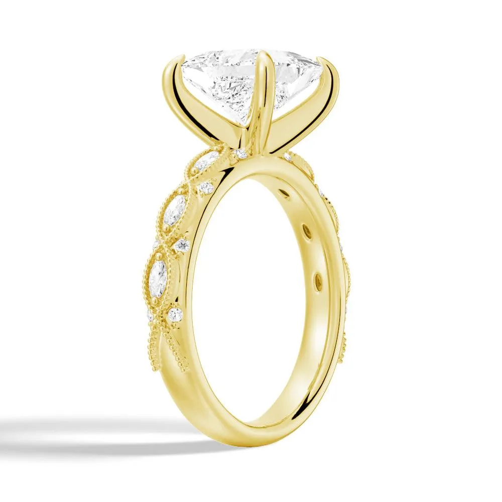 Vintage Infinity Milgrain Princess Cut Moissanite Engagement Ring