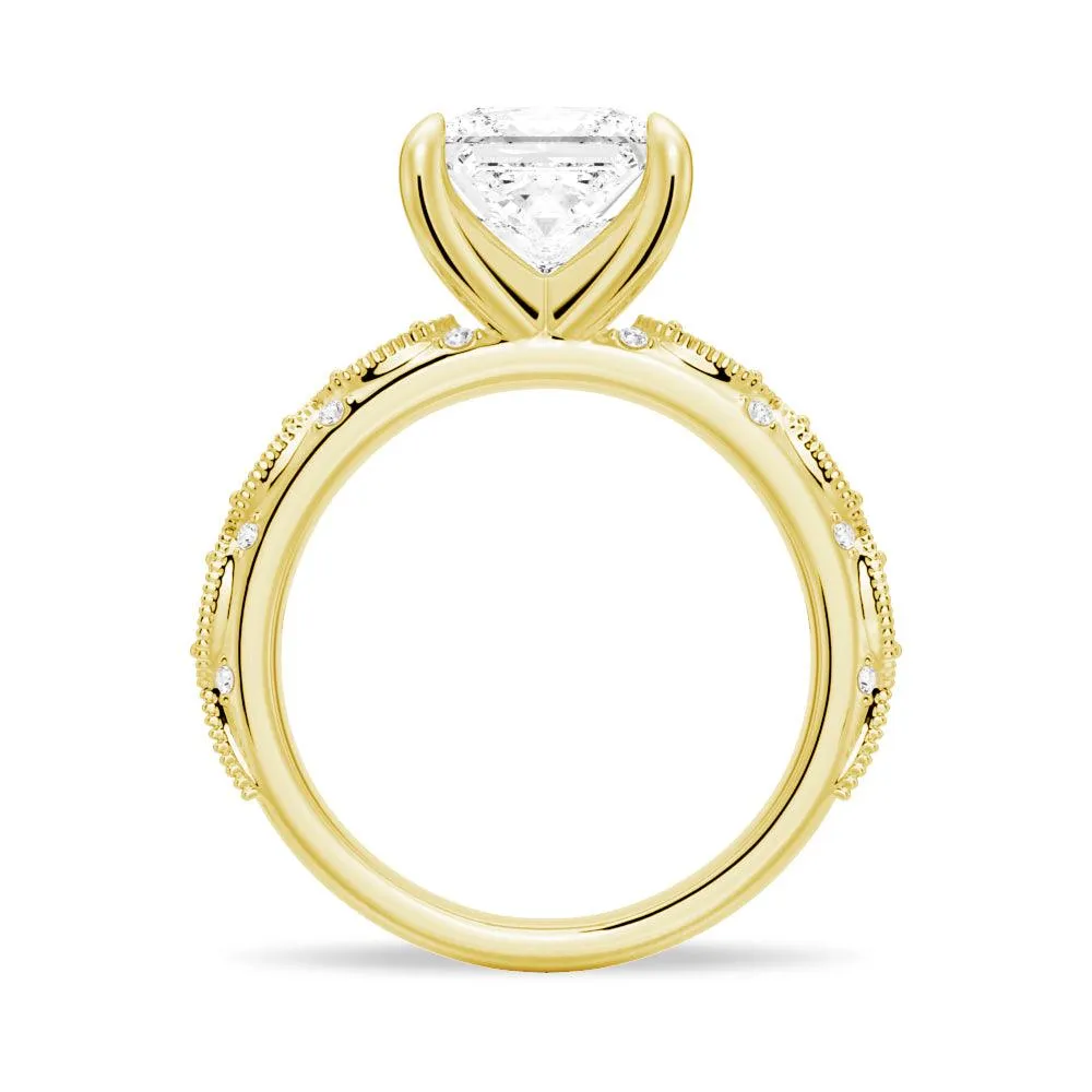 Vintage Infinity Milgrain Princess Cut Moissanite Engagement Ring