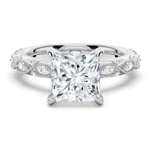 Vintage Infinity Milgrain Princess Cut Moissanite Engagement Ring