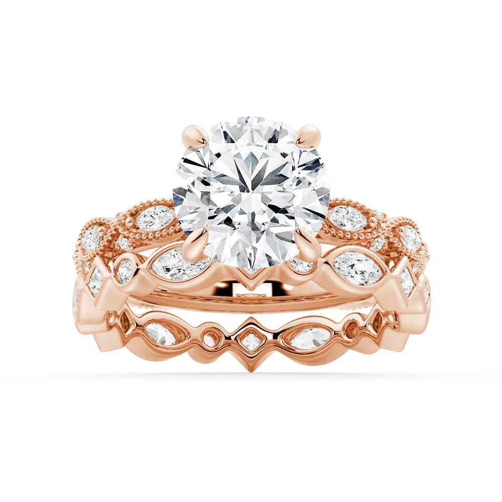 Vintage Infinity Milgrain Round Moissanite Engagement Ring