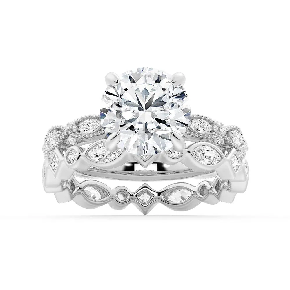Vintage Infinity Milgrain Round Moissanite Engagement Ring