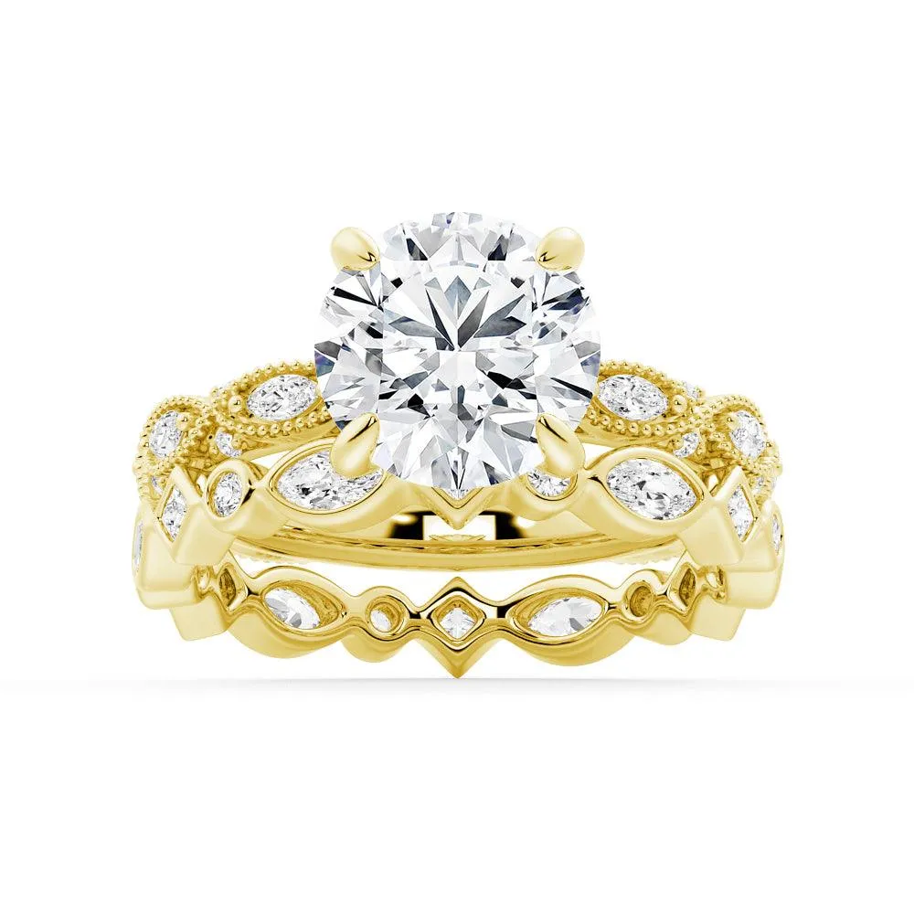 Vintage Infinity Milgrain Round Moissanite Engagement Ring
