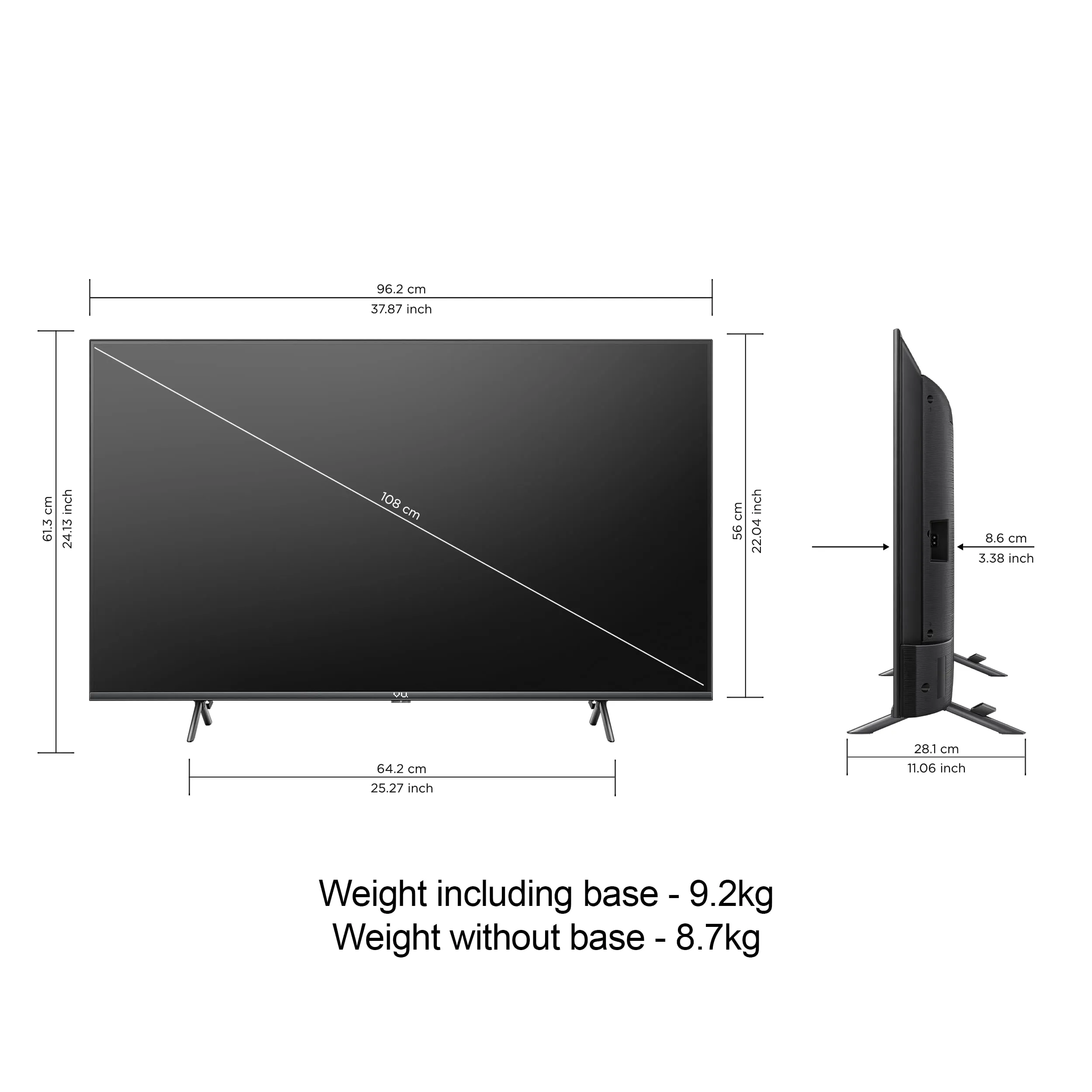 Vu 108 cm (43 inches) The GloLED 84 Watt DJ Sound Series 4K Smart Google TV 43GloLED (Grey)