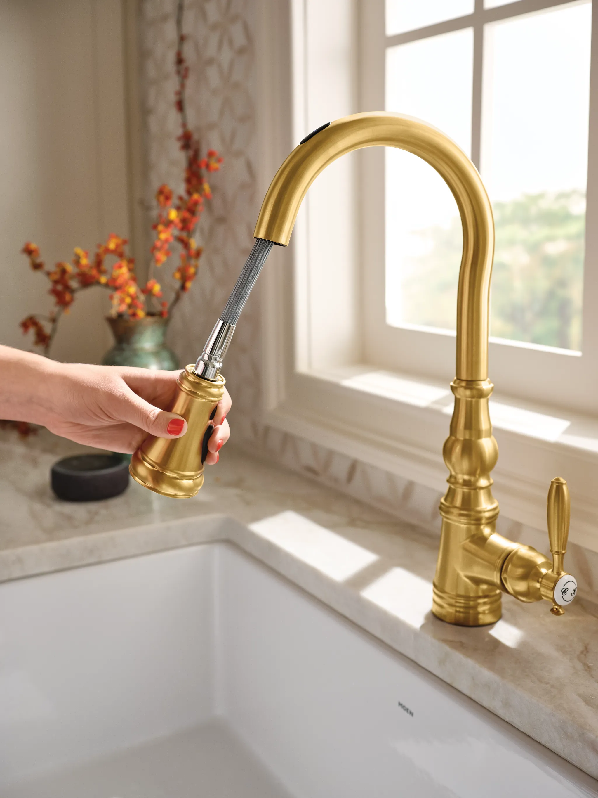 Weymouth Motion Control Smart Kitchen Faucet One Handle High Arc Pulldown