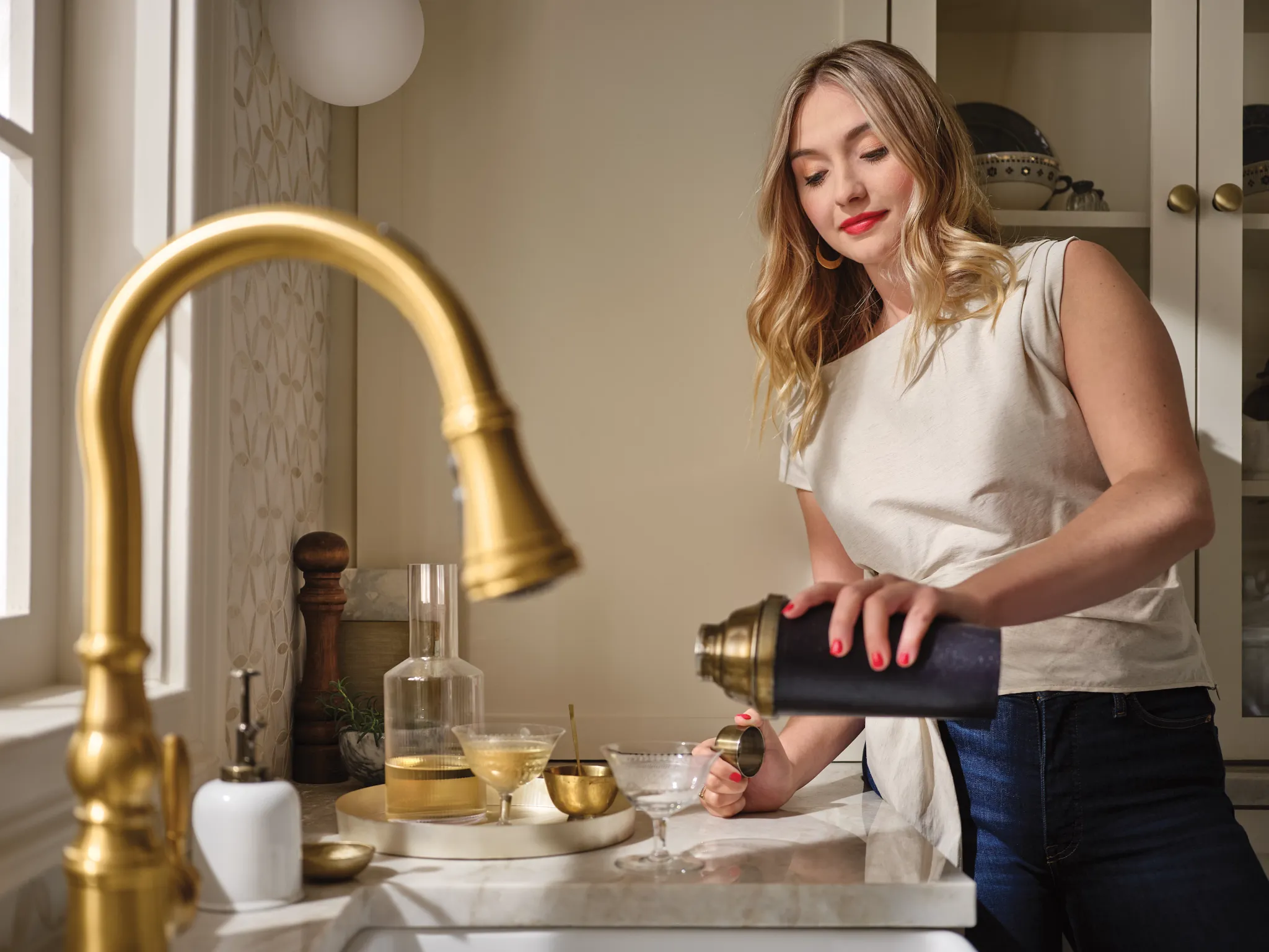 Weymouth Motion Control Smart Kitchen Faucet One Handle High Arc Pulldown