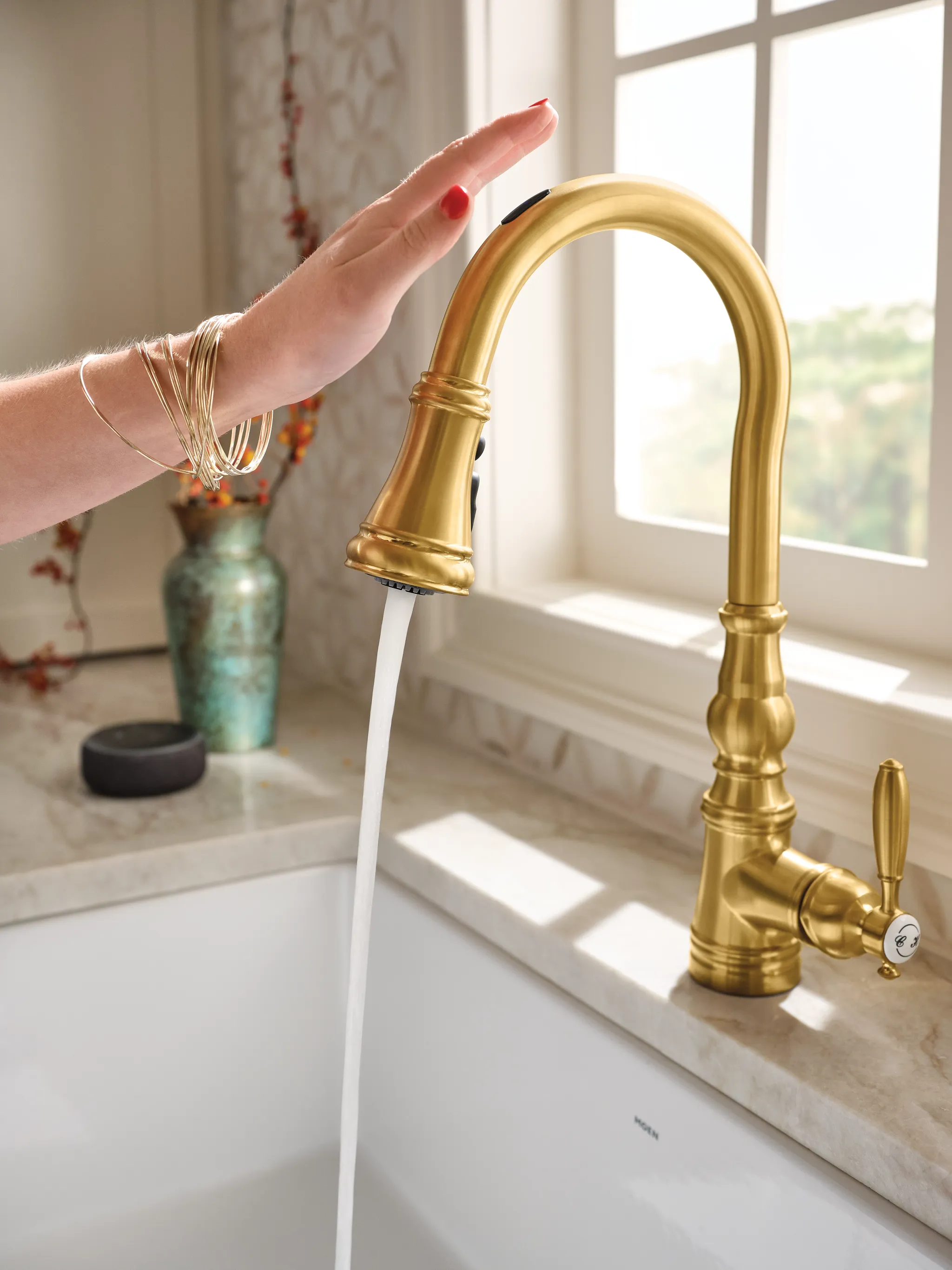 Weymouth Motion Control Smart Kitchen Faucet One Handle High Arc Pulldown