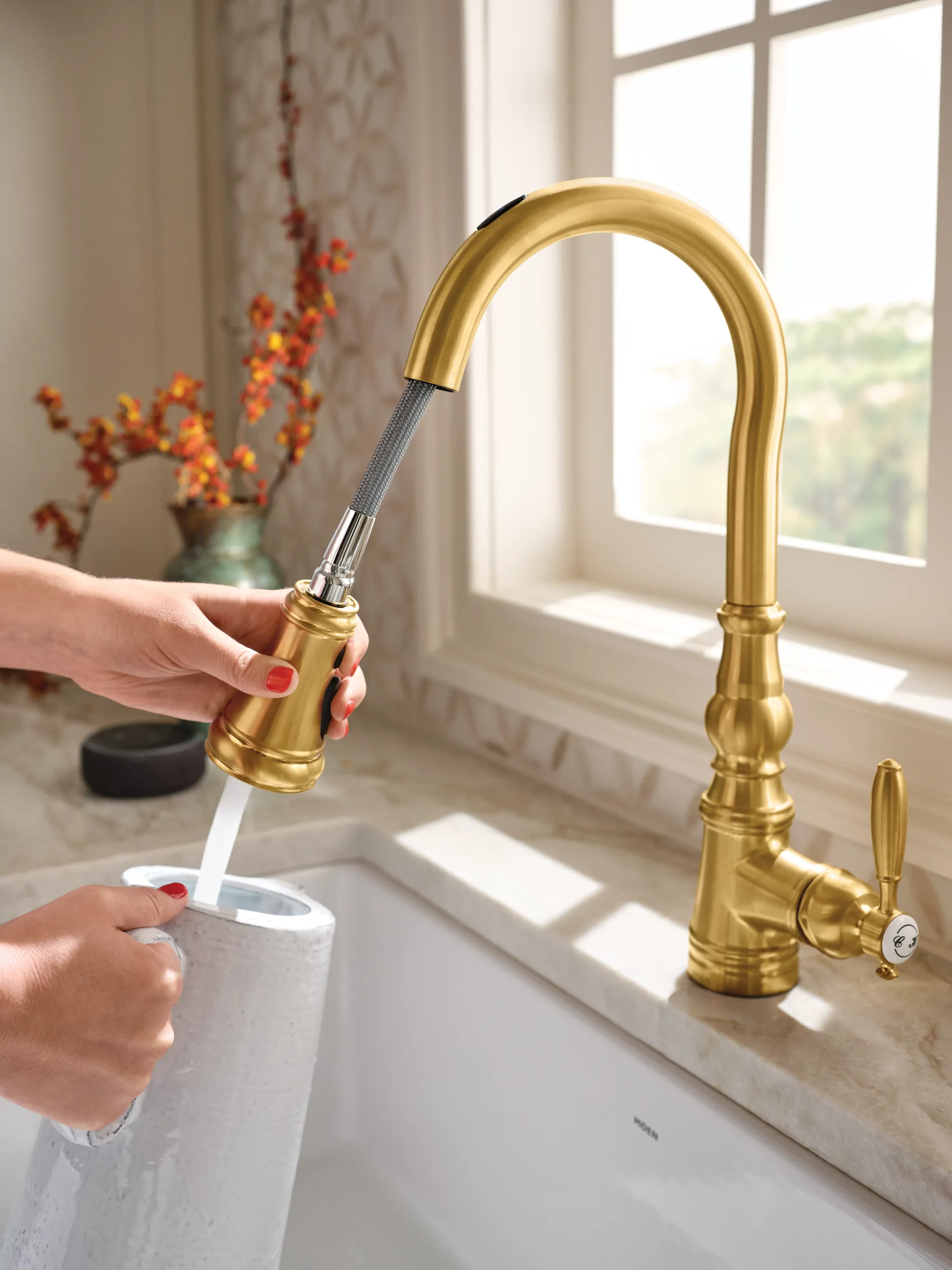 Weymouth Motion Control Smart Kitchen Faucet One Handle High Arc Pulldown