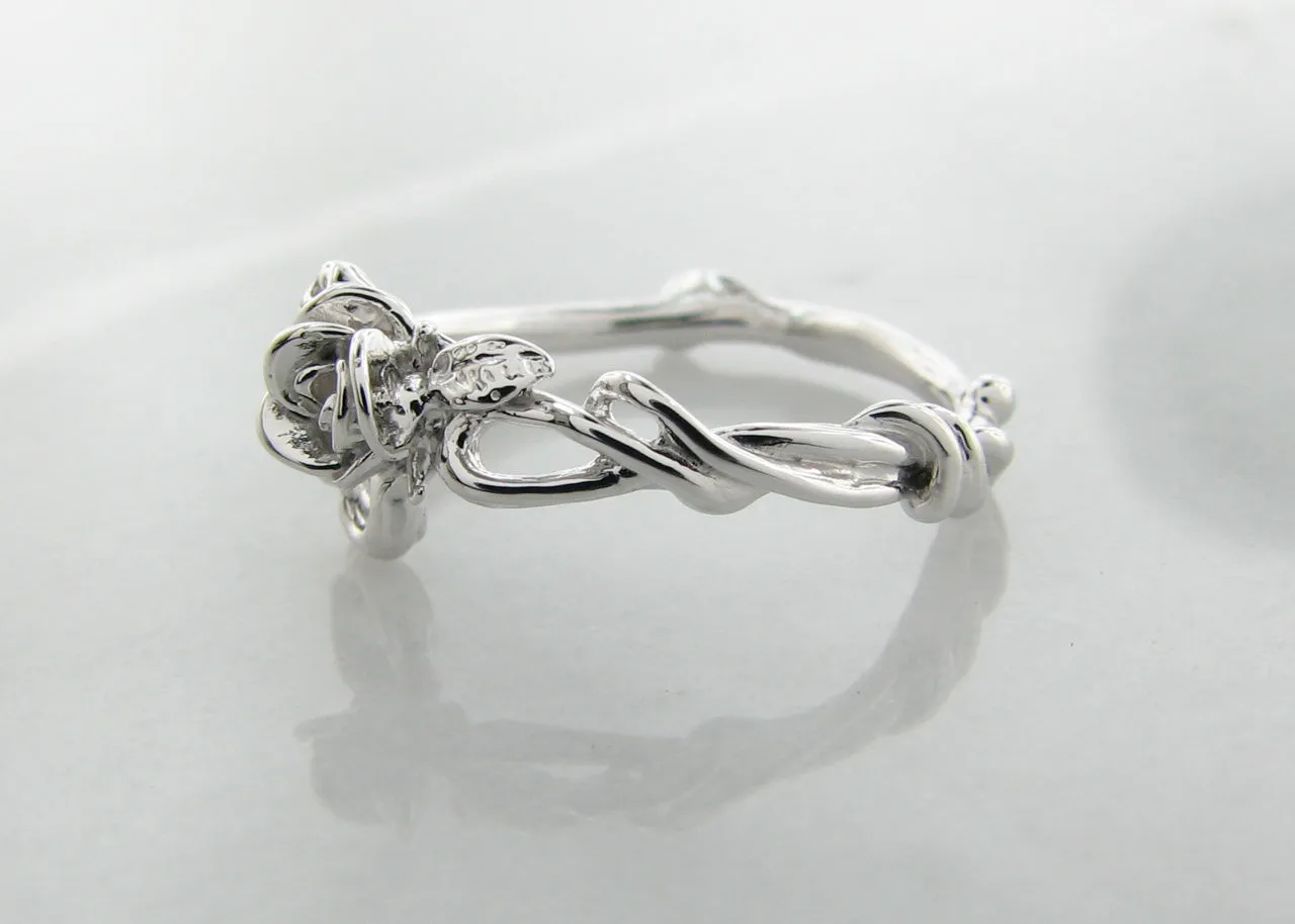 White Gold Engagement Ring, Rose Garden