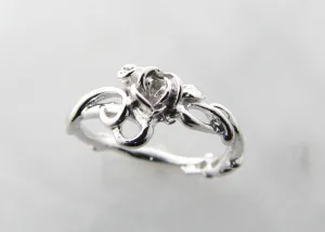 White Gold Engagement Ring, Rose Garden