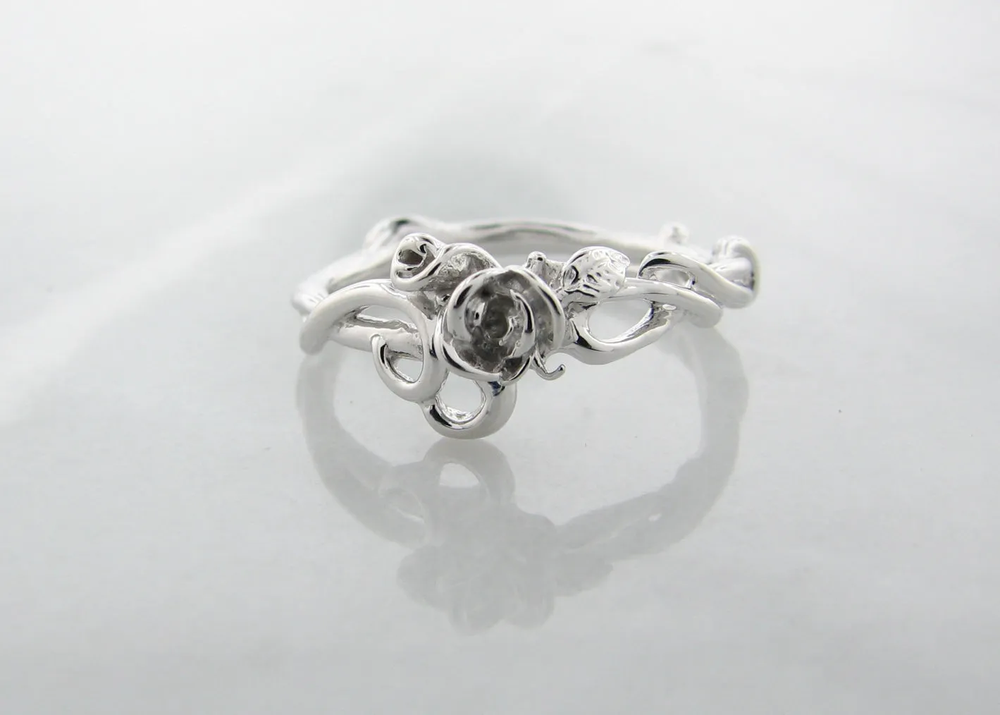 White Gold Engagement Ring, Rose Garden
