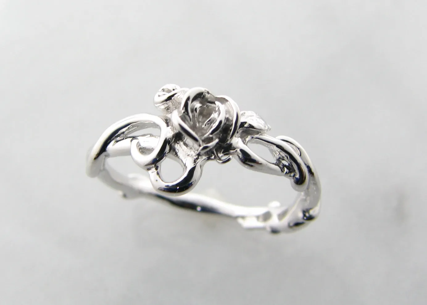 White Gold Engagement Ring, Rose Garden