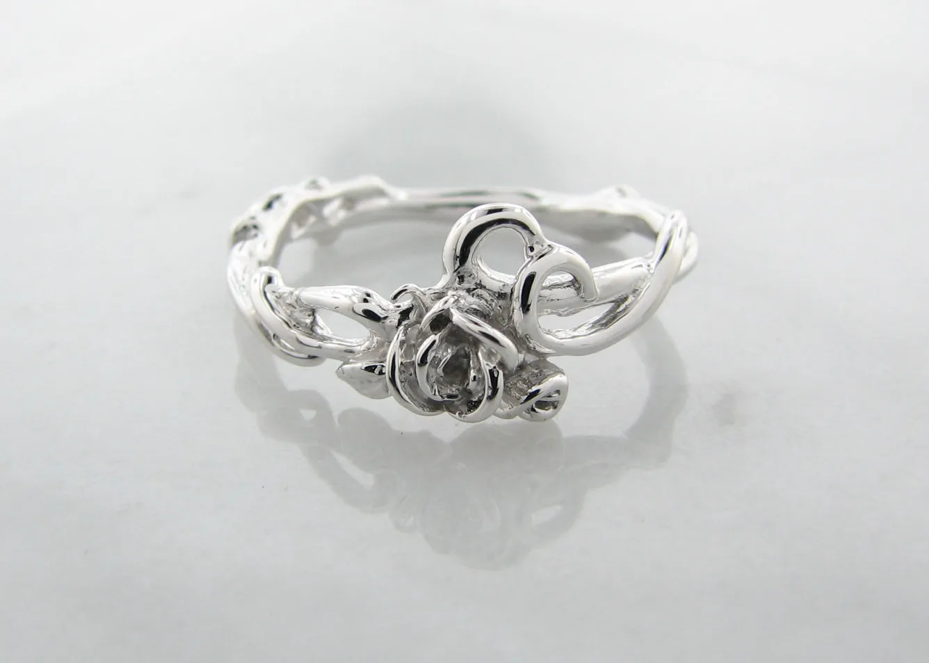 White Gold Engagement Ring, Rose Garden