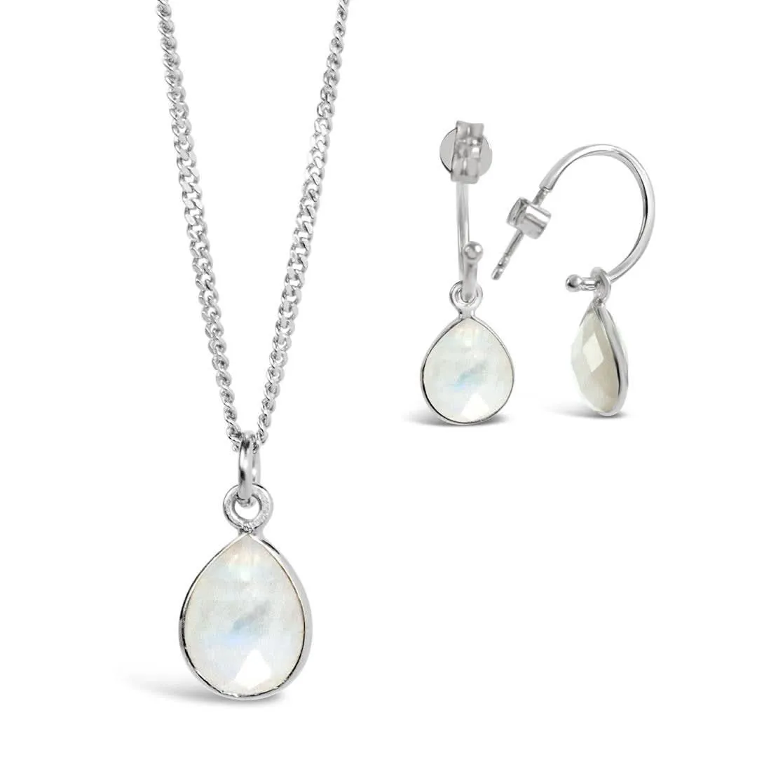 White Quartz Charm Necklace | Silver | April