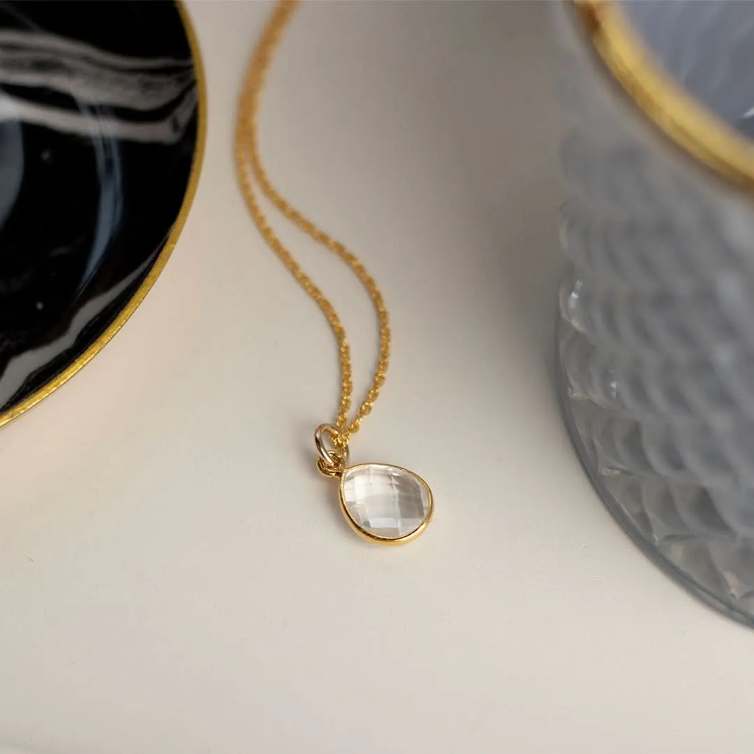 White Quartz Charm Necklace | Silver | April