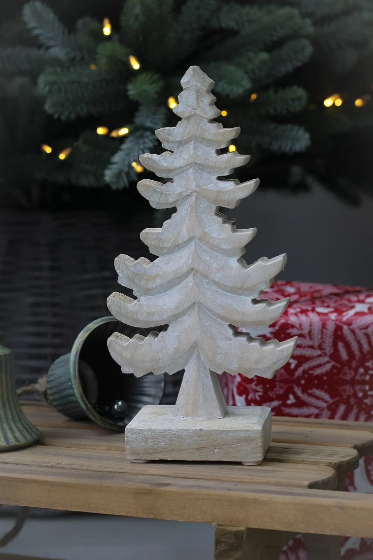 White Washed Wooden Christmas Tree Decoration