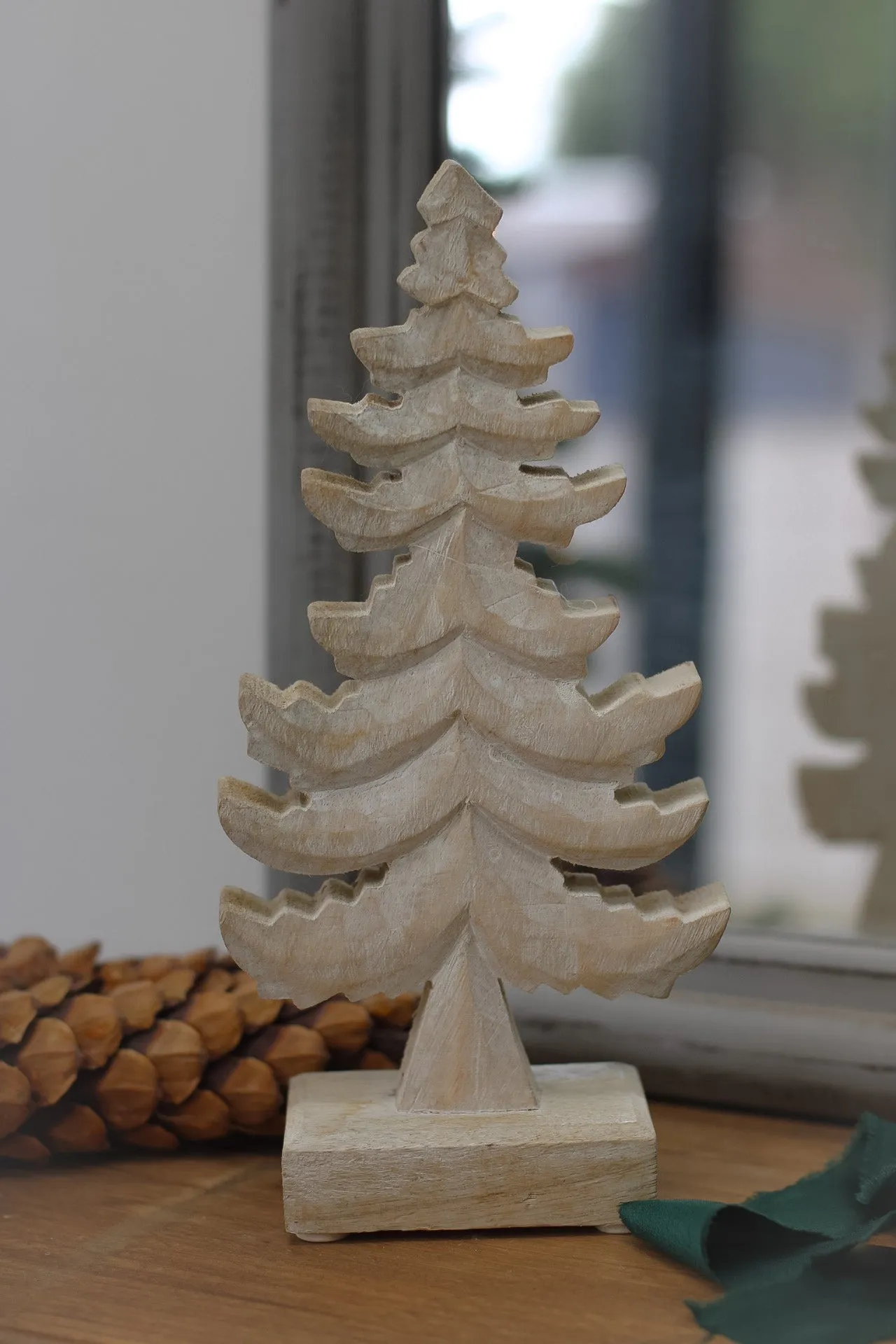 White Washed Wooden Christmas Tree Decoration