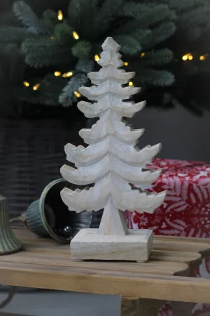 White Washed Wooden Christmas Tree Decoration