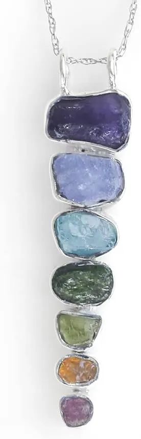 YoTreasure Chakra Healing Gemstone Solid 925 Sterling Silver Chain Pendant Necklace Jewelry
